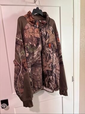 Browning Realtree Camo Quarter-Zip Pullover Jacket with Orange Logo